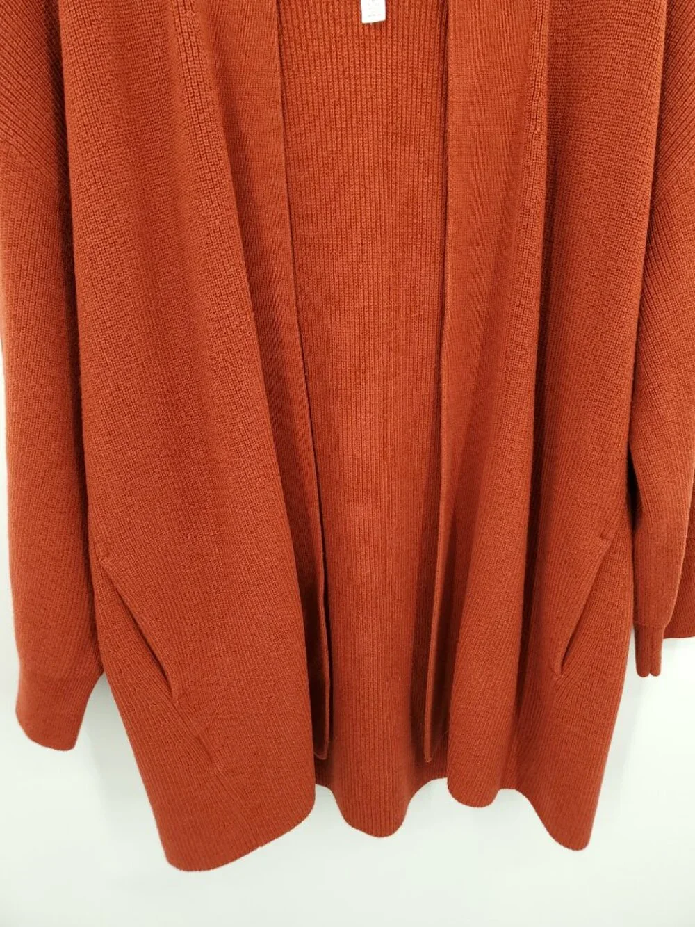 Lululemon Merino Wool-Blend Ribbed Long Wrap Sweater Sz 10 Cayenne Rust Orange